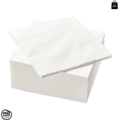 100x IKEA FANTASTISK White 3 Ply Paper Napkins 40x40cm Party Dinner Serviettes - Image 1 of 4