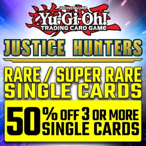 YUGIOH! JUSTICE HUNTERS - RARE / SUPER RARE SINGLE CARDS - JUSH - BRAND NEW - Picture 1 of 51
