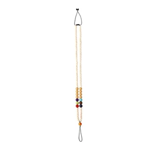  Wooden Bead Silicone Necklace Phone Wrist Strap Anti Theft Hanging Chain - Photo 1 sur 12