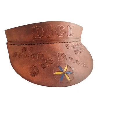 Visera ajustable de cuero Jim Beam hecha a mano de colección boho hippie mancave Foto 1 de 4