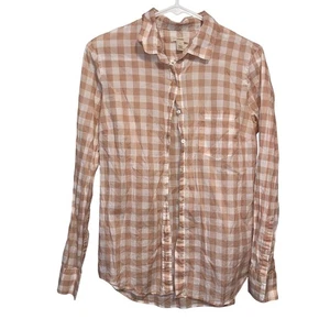 J.Crew Womens Pink Beige & White Gingham Button-Down Shirt Size 6 - Picture 1 of 6