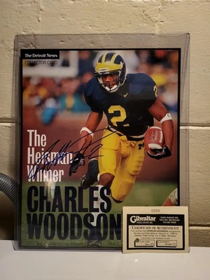 Authentic DETROIT NEWS Autographed Collectors Card Of* CHARLES WOODSON WITH COA - Image 1 of 4
