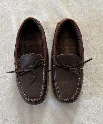 LL Bean Zapatillas Mocasines Cuero Marrón Franela Forrado Zapatos Mujer 8M Foto 1 de 4