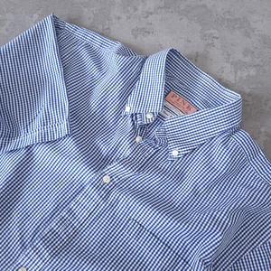 Thomas Pink Dress Shirt Mens 17 White Navy 100% Cotton Gingham Check Button-Down - Picture 1 of 9