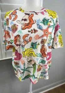 Zara Meerjungfrau T Shirt Damen L Bunt Print Relaxed Fit Doppelseitig Neu Top - Bild 1 von 17