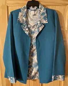 Blair Women’s Sleeveless & Matching Blazer 2 Pc. Combo Blue/Gray/White Size L - Picture 1 of 7