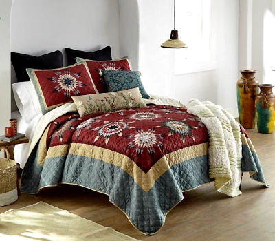 Donna Sharp Southern Star 3 -Pc Queen Quilt Set Boho Floral Country Cottage New - Image 1 of 4