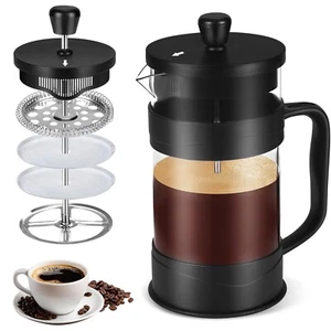 KOOYAT Cafetiere French Press Kaffeemaschine mit Fassungsvermögen 600ml / 2 Tassen Schwarz - Bild 1 von 6