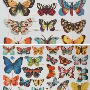 More details for butterfly vintage style paper scraps die cut butterflies decoupage scrapbook