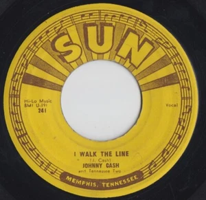 50s Country Rockabilly 45~Johnny Cash~I Walk The Line / Get Rhythm~Sun 241~VG++ - Picture 1 of 2