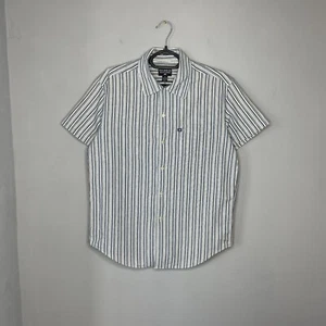 Polo Jeans Co. Mens Ralph Lauren Cotton Striped Capm Collar S/S Shirt Size M - Picture 1 of 9