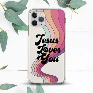Jesus liebt dich Bibelvers Retro Hülle für iPhone X SE 11 12 13 14 15 Pro Max X - Bild 1 von 1