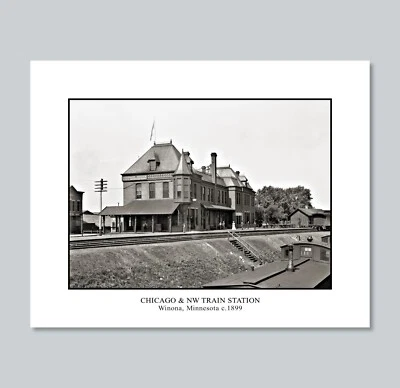 Vintage Train Station WINONA, MN c.1899 Caption Photo Picture - 8x10 11x14 16x20 - Image 1 of 4