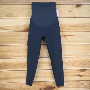 Poshdivah Maternity Leggings Womens Sz M Gray/Blue High Rise Pockets Stretch NEW - Picture 1 of 8