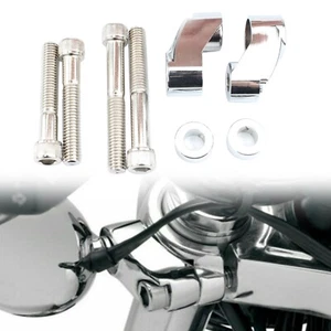 Front Turn Signal Mount Bracket Relocation Kit for Harley Dyna 39mm 49mm Chrome - Picture 1 of 8
