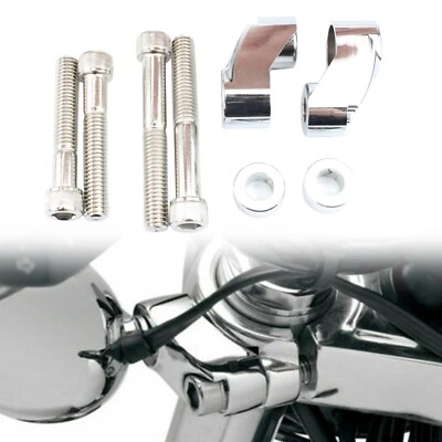 Front Turn Signal Mount Bracket Relocation Kit for Harley Dyna 39mm 49mm Chrome - Image 1 of 4
