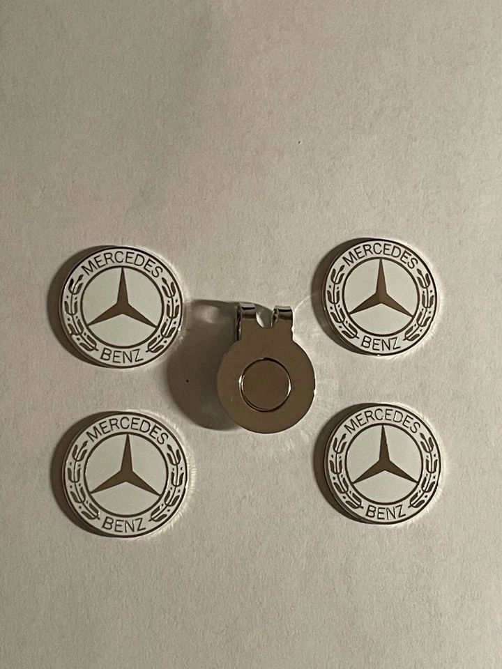 (4) Mercedes Benz 1" Coin Style Golf Markers With Bonus Hat Clip - A Great Deal!