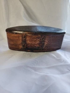 Vintage wunderbare ovale Bambus Schmuckschatulle 8" lang × 3" breit × 3" hoch - Bild 1 von 21