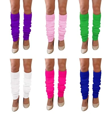 Assorted Neon Fluorescent Leg Warmers Dance Wear 80s Party Colour Girls Dress Up - Image 1 of 4