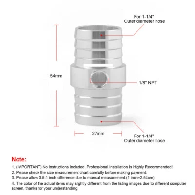 Aluminum Steam Port Adapter 1-1/4" Hose w/ 1/8" NPT Top Radiator LS Swap Coolant - Image 1 of 4