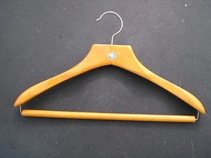 STURDY SHINY WOODEN MAPLE Clothes Hanger MARKED BELGICRAFT MADE IN BELGIUM - Picture 1 of 1