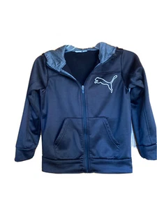 Girls Puma Jacket Black Zip Forever Faster Hood Size S (8) - Picture 1 of 4