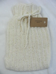 Hand Knitted TRADITIONAL Hot Water Bottle Cover CREAM chenille ,B19 - Picture 1 of 3
