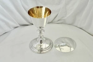 RARE TRAVELLING GEORGE V HM STERLING SILVER SILVER & GILT CHALICE AND PATEN 1926 - Picture 1 of 24