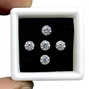 5 Pcs VVS FG Loose White Moissanite 4mm Round Cut Dazzling loose Gemstones Lot - Picture 1 of 22