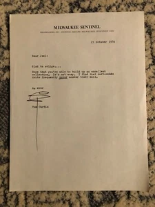 Political Cartoonist TOM CURTIS "Milwaukee Sentinel" signed correspondence 1974 - Picture 1 of 1