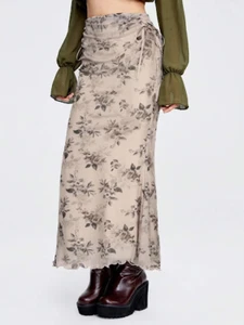 Gonne lunghe vintage stampa floreale y2k retrò vita bassa dritta donna gonna midi - Foto 1 di 11