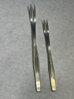 WMF Cromargan Snail Escargot Pickle Olive Cocktail Fork Stainless LOT 2 Sizes - Imagem 1 de 4