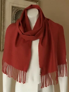 NWT Calvin Klein Orange Raw Edge Acrylic Rectangular Fringed Scarf 75" x 11.25" - Picture 1 of 8