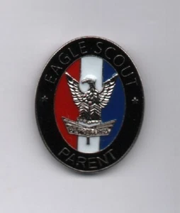 Pin de reconocimiento de padres Eagle Scout, metal ovalado, rojo/blanco/azul sobre negro, ¡como nuevo! - Imagen 1 de 2