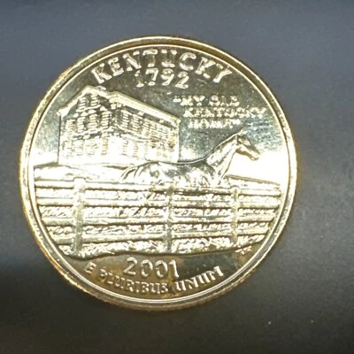 2001 D - Kentucky State Quarter 24 Karat Gold Plated - Image 1 of 2