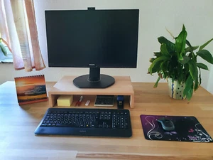 Monitorerhöhung Bildschirmerhöhung Podest TV Aufsatz  Buche massiv 50x30x10cm  - Bild 1 von 5
