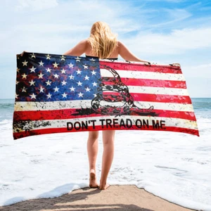 Toalla de baño de playa bandera americana y Gadsden combo - no me pises - Imagen 1 de 4