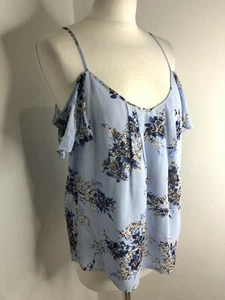 Joie floral ruffle silk cami top XS VGC print pattern strappy cute cold shoulder - Picture 1 of 7