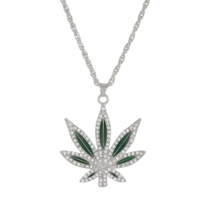 Moda Mujeres Cristal Hoja de Marihuana Colgante Collar 24" Cadena Suéter AD Foto 1 de 4
