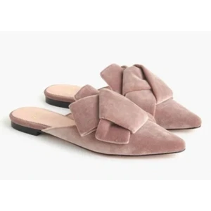 J. Crew MARINA SLIDE Mules Shoes in Velvet Seashell Pink | Womens 5 | K0010 - Picture 1 of 10