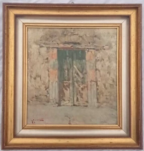 Giuseppe GIARDIELLO (Napoli 1887- 1920) Portone Olio su tavola cm 31x29 - Picture 1 of 9