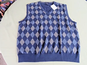 LANDS END MENS' NWT BLUE GRAY VEST SWEATER SZ XL 46-48 100% SUPIMA COTTON #83 - Picture 1 of 5