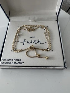 Dankbarkeit & Gnade haben Glauben fein versilbert verstellbares Armband - Bild 1 von 4