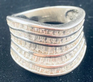 925 Silber gewellter Cluster Ring - 9,5 g / Größe U - Bild 1 von 6