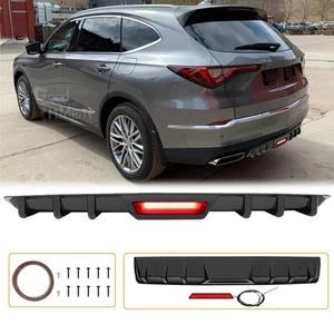 For Acura MDX Glossy Rear Bumper Diffuser Lip Spoiler Shark Fins w/ Break Light - Picture 1 of 19