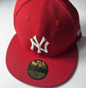 New Era New York Yankees 7 5/8 5950 Red White Fitted Hat MLB League Classic Cap - Picture 1 of 8
