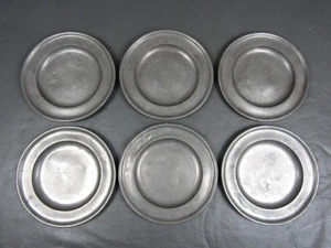 Antique set of 6 pewter 7" plates by Bush & Perkins - Picture 1 of 10