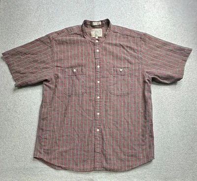 Camisa Deportiva De Colección John Ashford Para Hombres XL Cuadros Lino Algodón Manga Corta Botón Foto 1 de 4