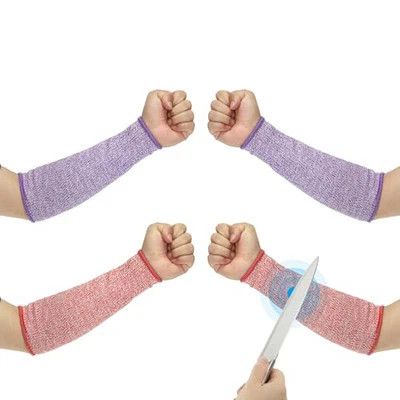  Cut Resistant Sleeve Arm Safety Protectors Sleeves Forearm 12 Inch Purple/Red - Image 1 of 4