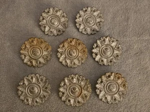 Vintage Metal MCM Round Ornate Victorian Door Drawer Pulls~Set 8 - Picture 1 of 4